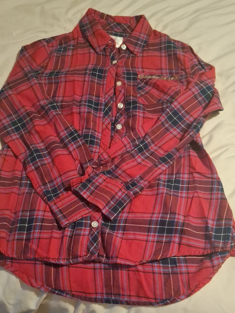 Girls Justice Red And Blue Plaid Flannel Shirt